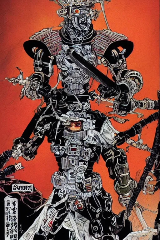 Image similar to cybernetic samurai general ghost by mark zug, simon bisley and daryl mandryk