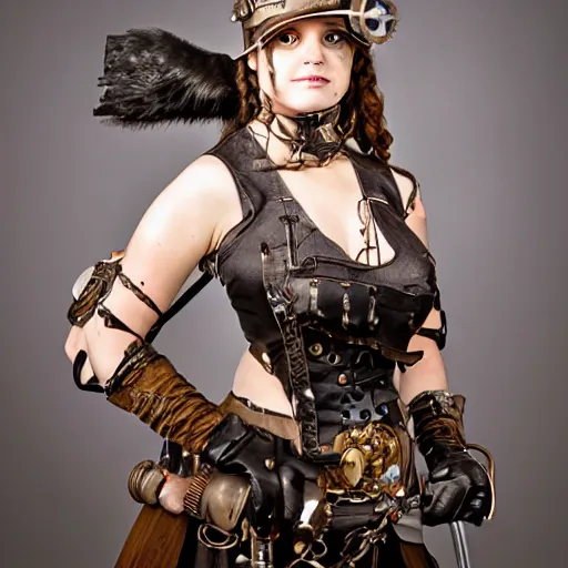 Image similar to photo of a female steampunk warrior