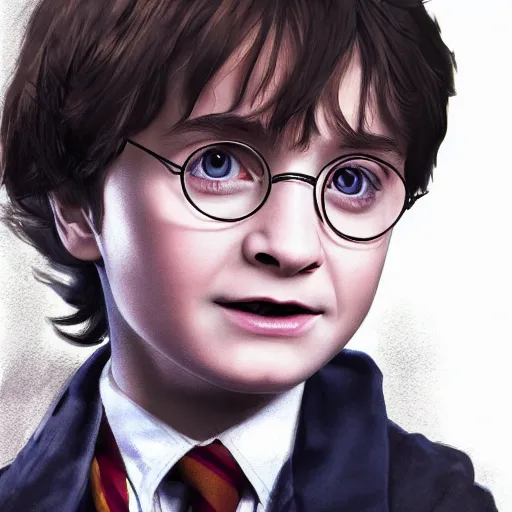 Image similar to a close up portrait of harry potter as a child, art station, highly detailed, concept art, wide angle