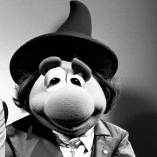 Prompt: miss piggy cheating on kermit the frog with bob dylan