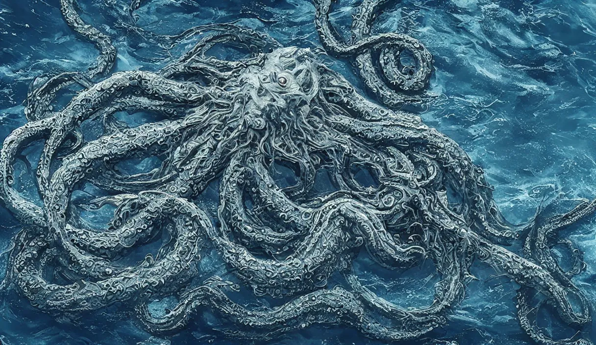 Image similar to kraken in the middle of the sea, hd, hdr, 8 k