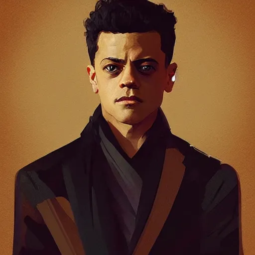 Prompt: “ portrait of rami malek by greg rutkowski, young, attractive, highly detailed portrait, scifi, digital painting, artstation, concept art, smooth, sharp foccus ilustration, artstation hq ”