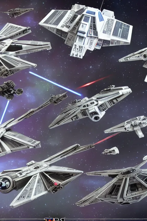 Image similar to starwars space battle, tie fighter, x-wing, star destroyer, Death Star