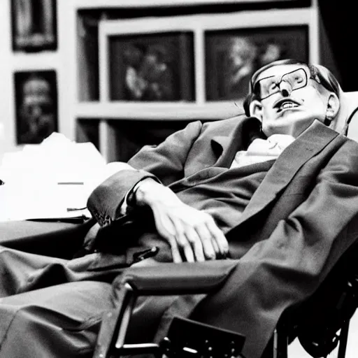 Image similar to steven hawking running the mafia