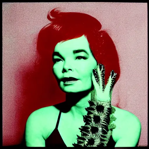 Image similar to a dragon inspired by bjork photographed by andy warhol