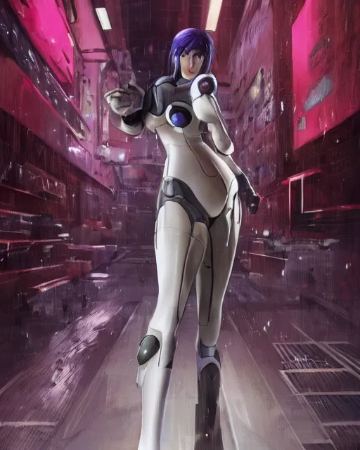 Image similar to weta disney pixar movie still portrait photo of motoko kusanagi ghost in the shell : : as cyborg woman by pixar : : by weta, wlop, ilya kuvshinov, rossdraws, artgerm, marvel, maxim cover, latex, octane render, sweaty, iridescent, bright morning, anime, liosh, mucha : :