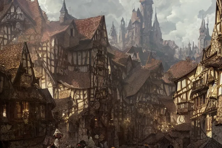 Prompt: dramatic photo of plague-stricken medieval village, highly detailed, digital painting, artstation, concept art, smooth, sharp focus, illustration, art by tian zi and WLOP and alphonse mucha