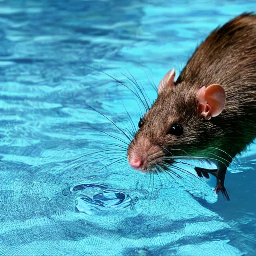 Prompt: rats in the pool drinking milk