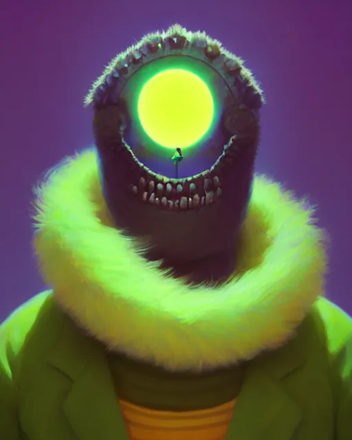 Image similar to highly detailed vfx portrait of a character of a tennis ball monster stephen bliss, unrealengine, greg rutkowski, loish, rhads, beeple, makoto shinkai and lois van baarle, ilya kuvshinov, rossdraws, tom bagshaw,