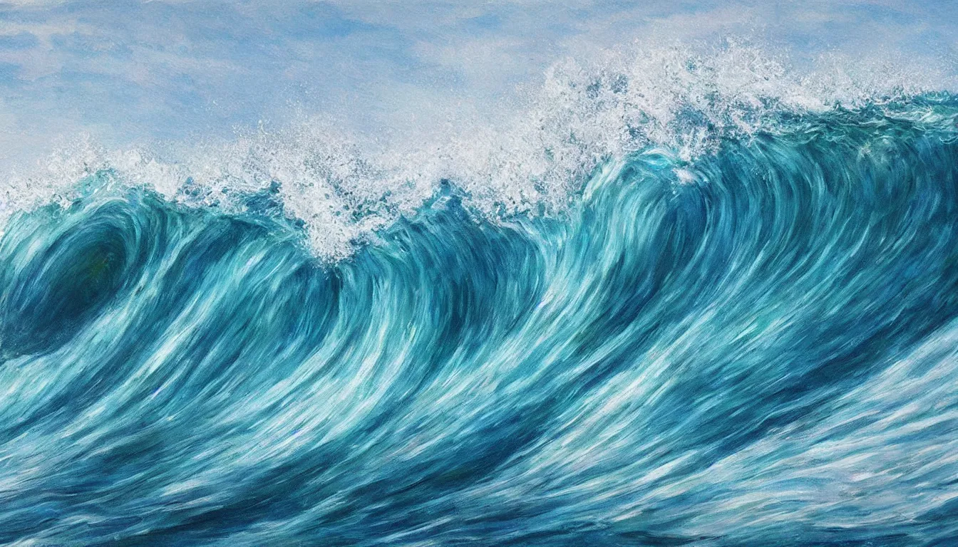 Prompt: spectacularly ocean wave rolling, photorealistic painting