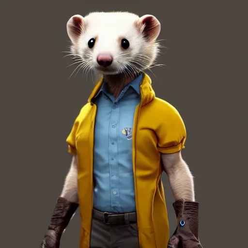 Image similar to a anthropomorphic ferret is walter white, hyperdetailed, artstation, cgsociety, 8 k