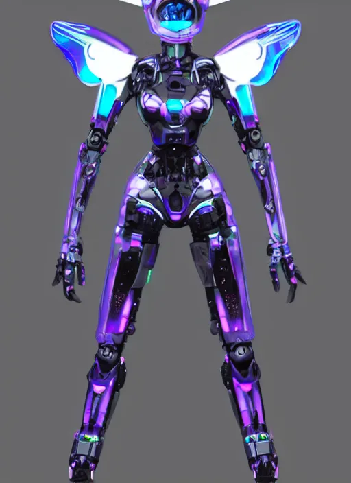 Prompt: holograph, female robot mech suit, angel wings, evangelion, quixel megascans, glitchpunk, character portrait, trending on artstation,