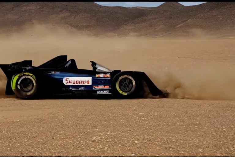 Image similar to mcclaren f 1, dakar rally footage, speed, bladerunner