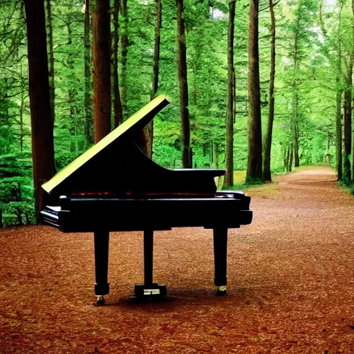 Image similar to a grand piano in a beautiful forest,