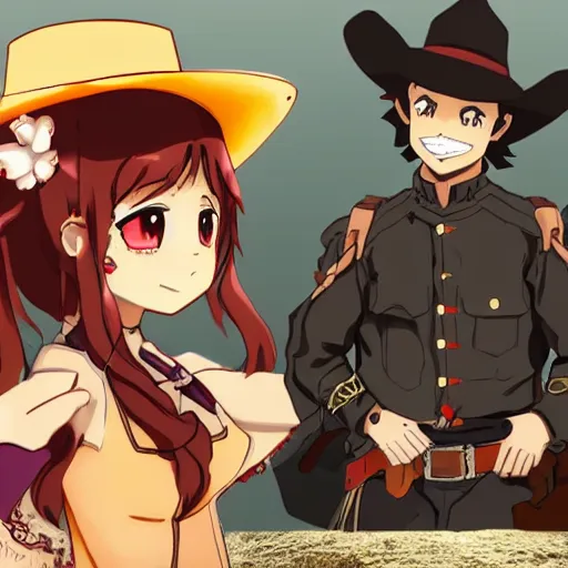 Prompt: Megumin in Westworld as a cowboy