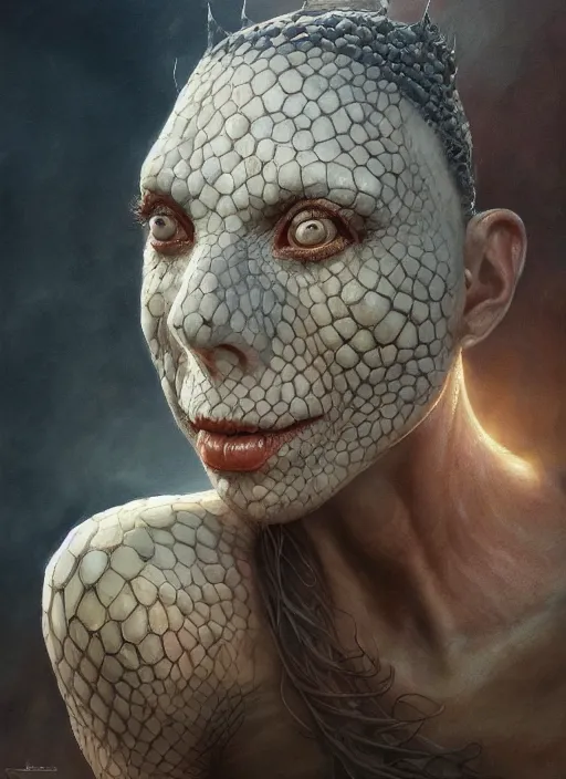 Prompt: adam sandler reptile eyes, pale skin. intricate, elegant, highly detailed, centered, digital painting, artstation, concept art, smooth, sharp focus, illustration, artgerm, tomasz alen kopera, peter mohrbacher, donato giancola, joseph christian leyendecker, wlop, frank frazetta