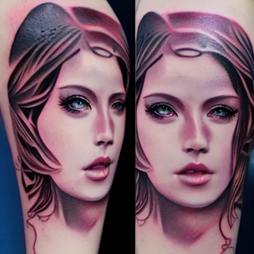 Image similar to tattoo design, beautiful portrait of a girl by artgerm, artgerm