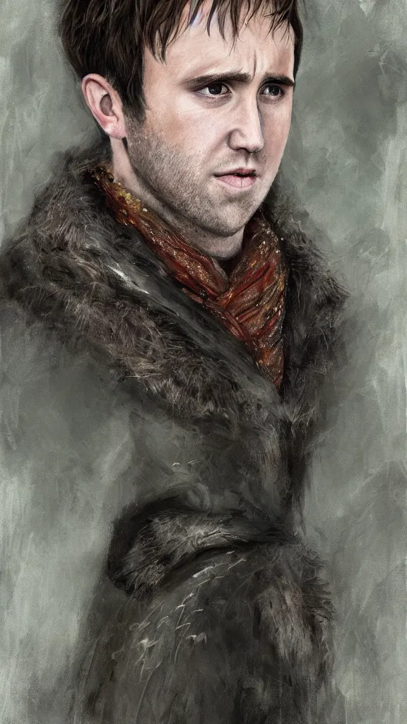 Image similar to a close - up portrait of neville longbottom, attending the yule ball. beautiful painting by jim kay. color harmony, 8 k detail, gallery quality, hd wallpaper, premium prints available, hyper - detailed, intricate design.