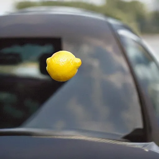 Image similar to a lemon imitating a car