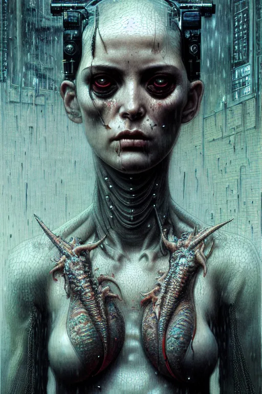 Prompt: post cyberpunk lilith the mother of all monsters angry, raining ash, fine art masterpiece, highly detailed dino valls wayne barlowe machiej kuciara, dramatic lighting, long shot, wide angle, uhd 8 k, sharp focus