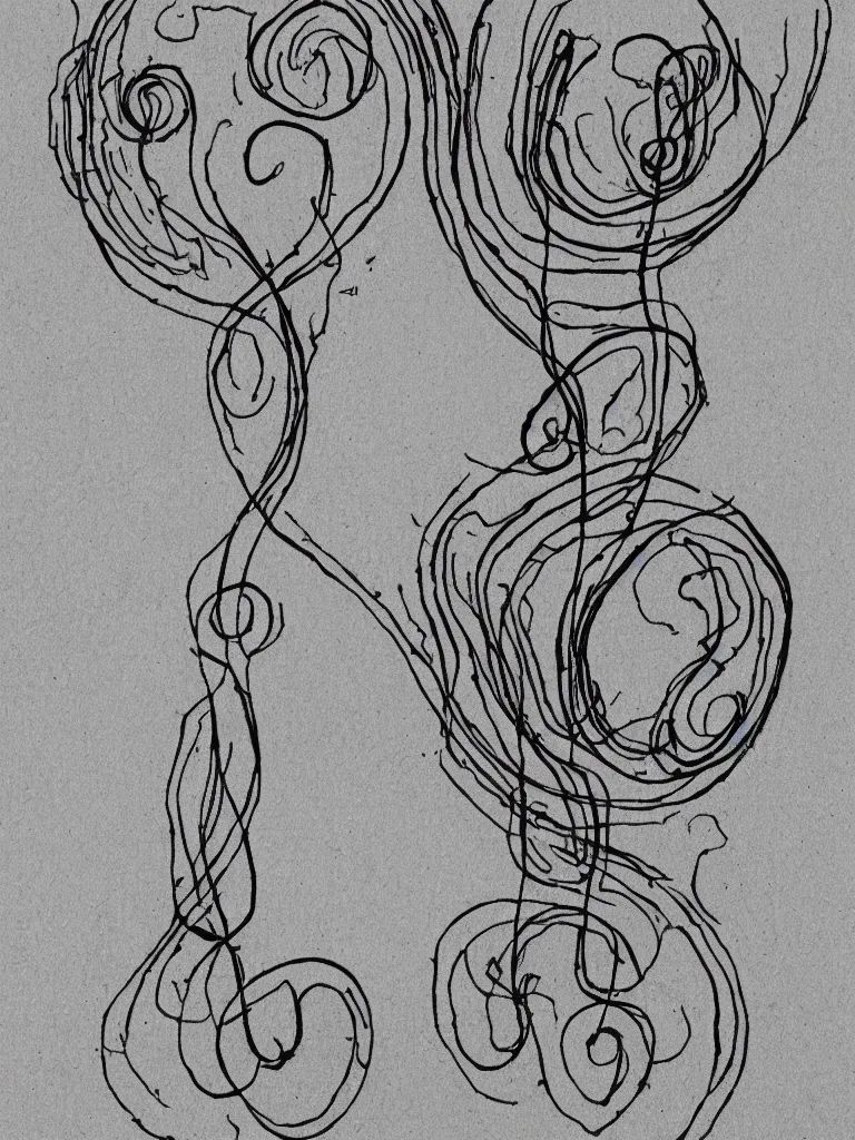 Image similar to single line drawing of an acorn growing into a tree in shape of treble clef, splash of color, voroni diagram