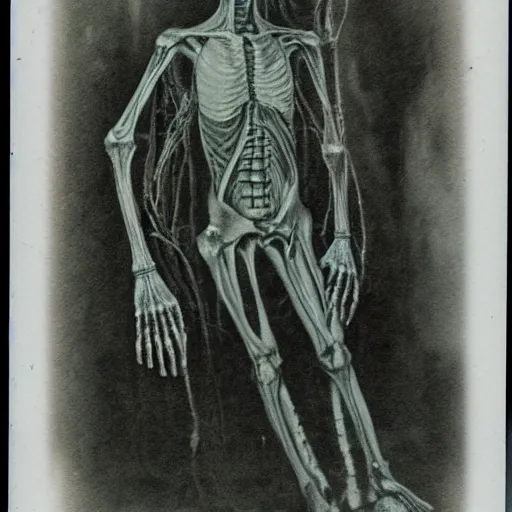 Prompt: polaroid of fantasy undead lich anatomical by Tarkovsky