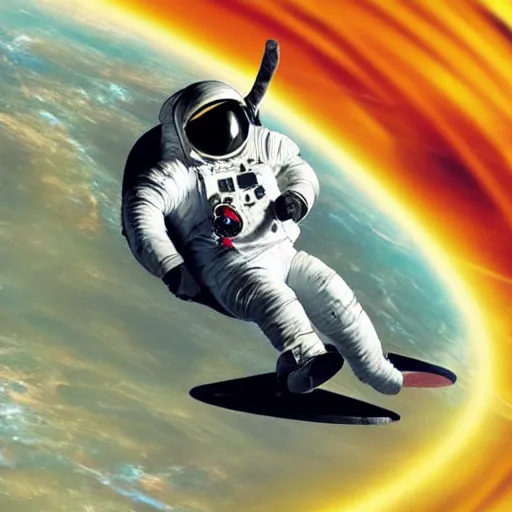 Image similar to astronaut being pulled into a black hole