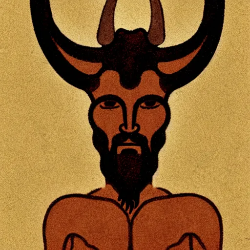 Prompt: horned god, paleolithic cave painting, light of fire