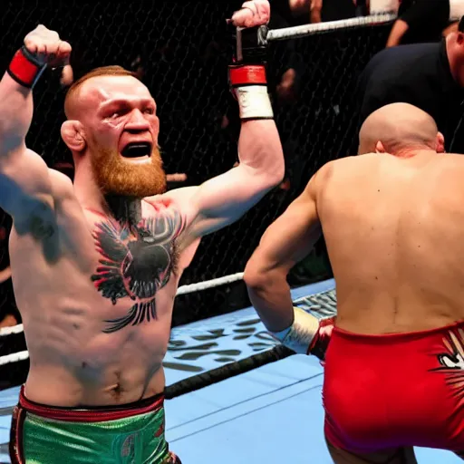 Image similar to gollum wrestling with conor mcgregor