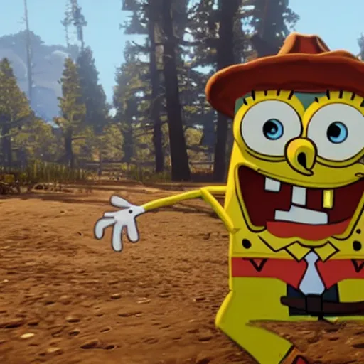 Image similar to SpongeBob in red dead redemption 2 4K detail