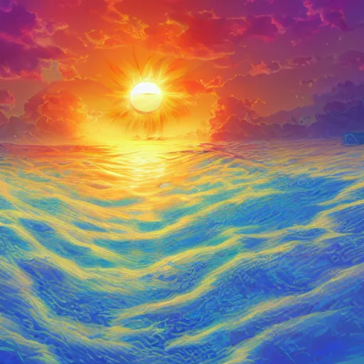 Image similar to always the sun, beautiful strange detailed summer painting 8k resolution deviantart trending on Artstation concept art digital illustration