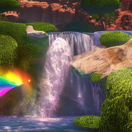 Image similar to the universe is a woman - shaped waterfall spilling onto the rocks of love in a million bright colors of swirling ecstasy, unreal engine, dramatic lighting, cinematic