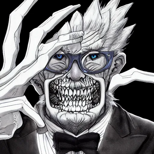 Prompt: portrait of aged, smart monster scientist, anime fantasy illustration by tomoyuki yamasaki, kyoto studio, madhouse, ufotable, trending on artstation