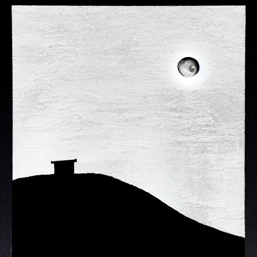 Prompt: moon above mountain, zen ink