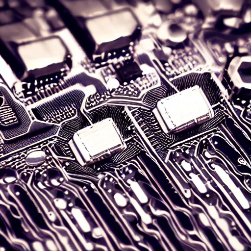 Prompt: a macro photograph of futuristic cybernetic components