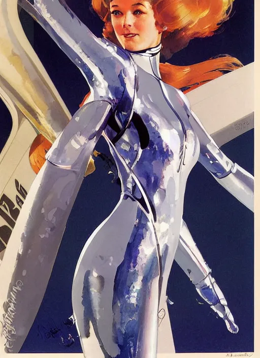 Prompt: copic maker art nouveau portrait of a high speed ice skater girl wearing an eva pilot suit designed by balenciaga by john berkey norman rockwell