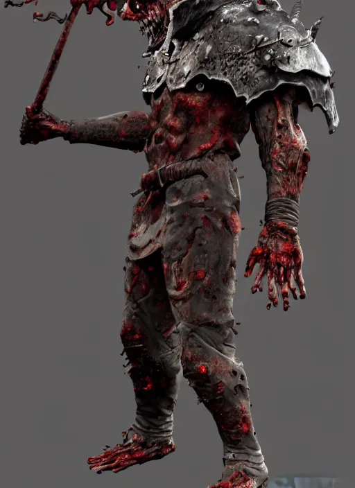 Prompt: medieval mythology, zombie berserk inspired by blizzard games, full body, detailed and realistic, 4k, trending on artstation, octane render