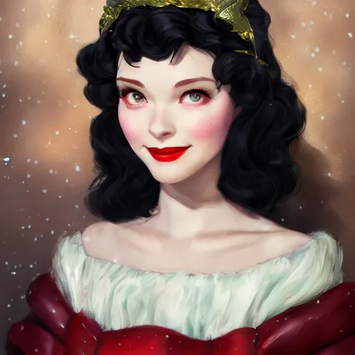 Prompt: vivien leigh smiling as snow white, au naturel, hyper detailed, digital art, trending in artstation, cinematic lighting, studio quality, smooth render, unreal engine 5 rendered, octane rendered, art style by klimt and nixeu and ian sprigger and wlop and krenz cushart