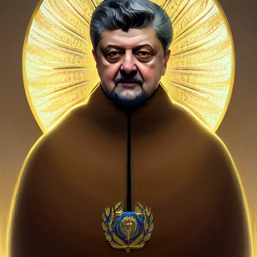 Prompt: symmetry!! intense portrait of petro poroshenko without beard and mustache, saint, intricate, elegant, highly detailed, my rendition, digital painting, artstation, concept art, smooth, sharp focus, illustration, art by artgerm and greg rutkowski and alphonse mucha