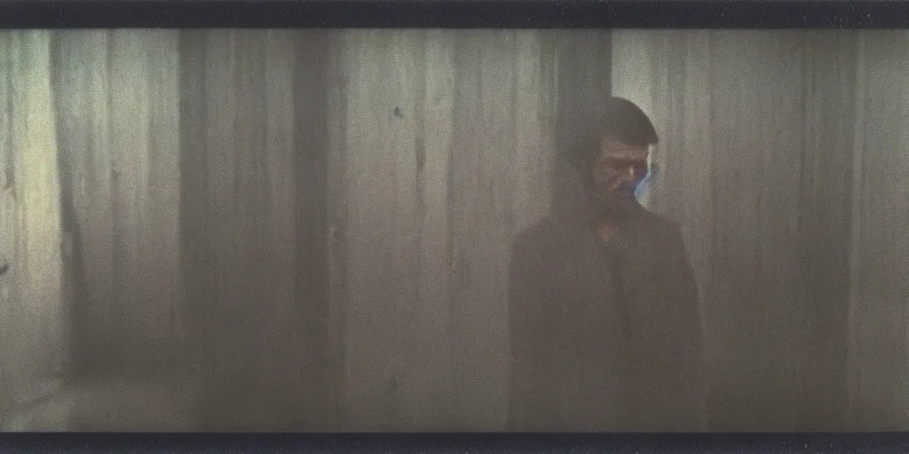 Image similar to detailed medium format photo, polaroid still from tarkovsky movie, sleazy man watching over the zone, haze, high production value, intricate details, 8 k resolution, hyperrealistic, hdr, photorealistic, high definition, tehnicolor, award - winning photography, masterpiece, amazing colors