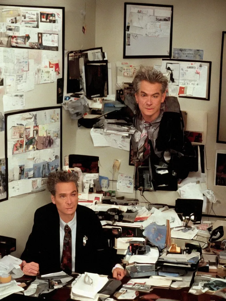 Prompt: bob of twin peaks in 9 0 s cubicle office