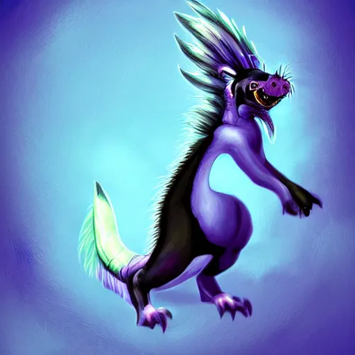 Image similar to digital painting of a skunk as a dragon, deviantart, digital art