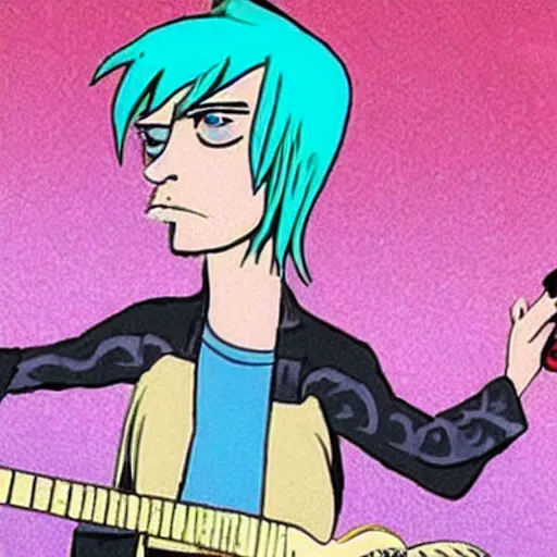 Prompt: A still of Kurt Cobain in Panty & Stocking