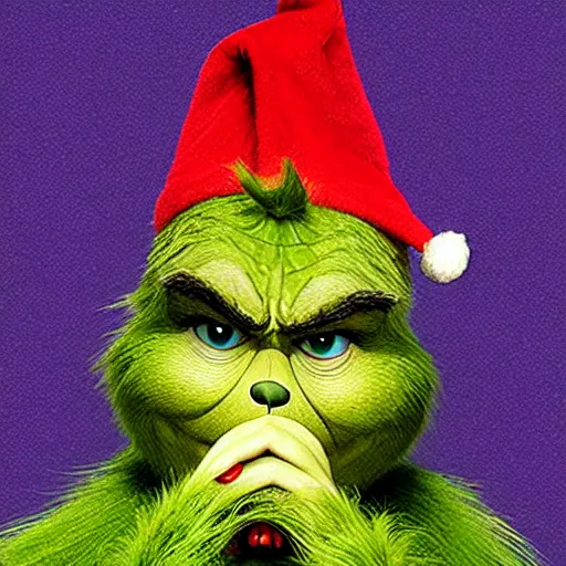 Prompt: the Grinch , flipping you off