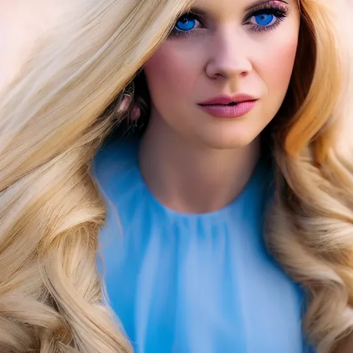 Image similar to close up headshot of a princess with long blonde hair and blue eyes wearing a strapless elaborately beaded pink dress, high resolution film still, 8k, HDR color, film by Simon Langton and David Frankel, triangular face