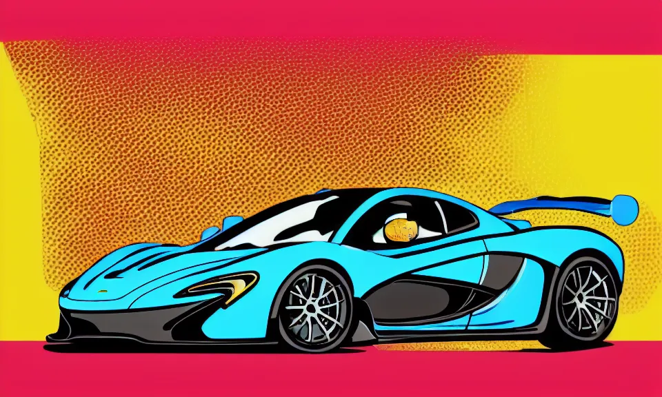 Image similar to pop art illustration of a mclaren p 1, abstract, adobe illustrator