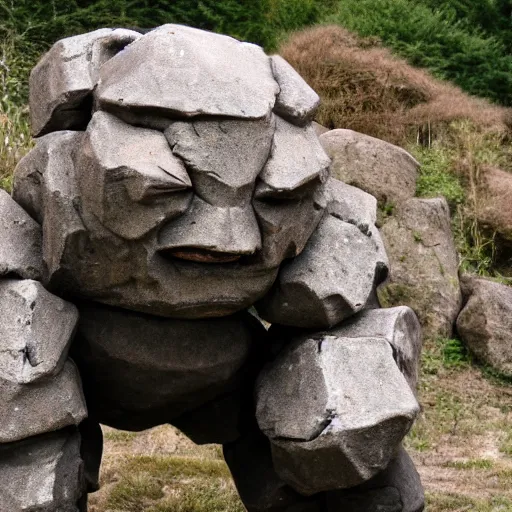 Image similar to rock golem with an angry face