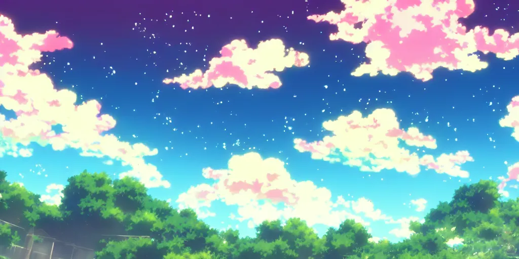 Image similar to A background for an anime-themed social media profile sky bright clouds bloom effect from Skyrim blender studio ghibli clouds