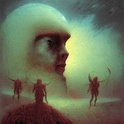 Image similar to warrior of Venus by Beksinski