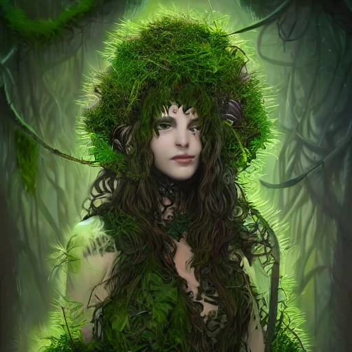 Image similar to a druid covered in moss and vines in the style of anti-art trending on artstation deviantart Pinterest detailed High Resolution HD 8k